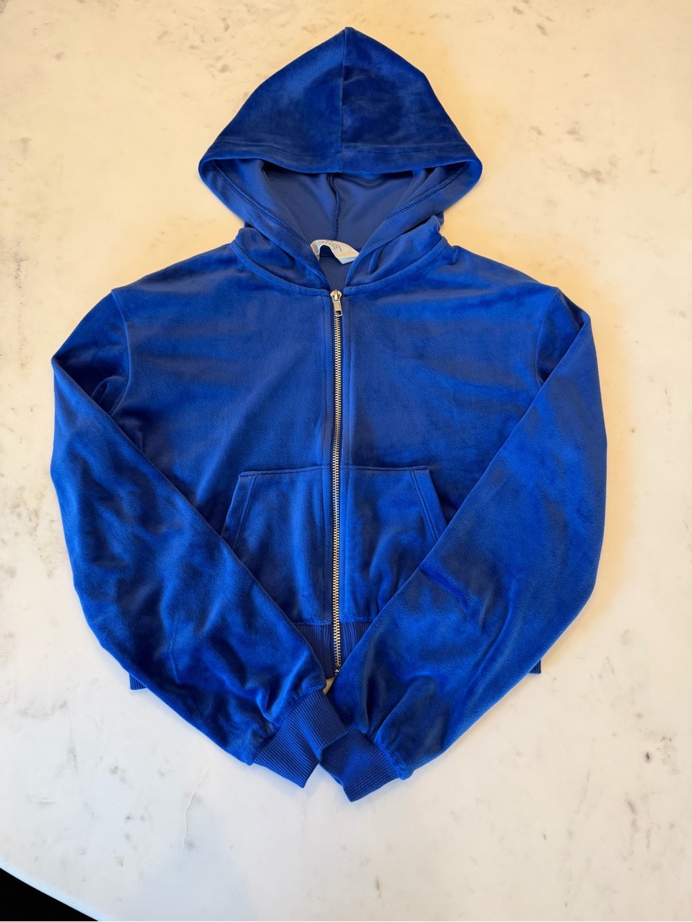 H&M Royal Blue Velour Zip-Up Hoodie - Girls 12-14